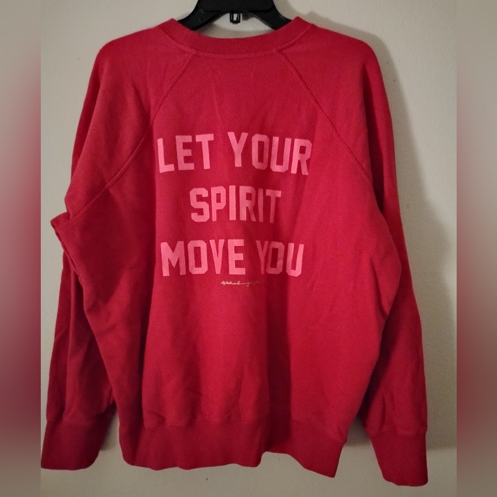 Spiritual Gangster x Peloton red & pink sweatshirt size large 100% cotton - Picture 9 of 10